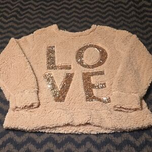 Miss Chievous Beige Sherpa Sweater with Sequin Detail